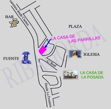 plano de Ribagorda con las casas rurales y recepción